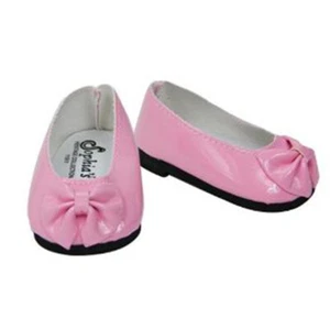 Zapatos de vestir medianos de charol rosa con lazo para muñecas American Girl de 18 pulgadas - Imagen 1 de 1