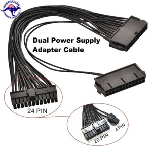 Dual 24 Pin Female to 24 20+4 Pin Male PSU Motherboard Connector ATX Power Cable - Picture 1 of 5