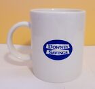 Downey Savings Coffee Cup Mug Bank Advertising Logo White Blue Free Shipping