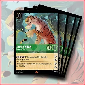 Disney Lorcana: Shere Khan Infamous Tiger 92/204 Rare Archazia's Island x4 - Picture 1 of 2