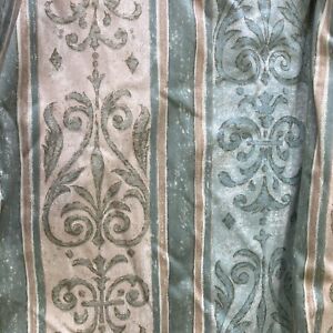Pair Vintage Montgomery Cotton Satin Venetian stripe Lined Curtains 77”L X 160”W