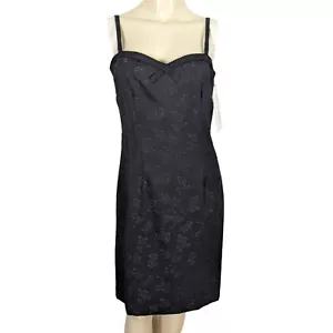SARA CAMPBELL Spaghetti Strap summer floral sheath mini black dress size 6 NWT - Picture 1 of 10