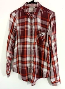 Camisa clásica de franela suave a cuadros roja de manga larga con botones Lucky Brand para mujer XS - Imagen 1 de 7