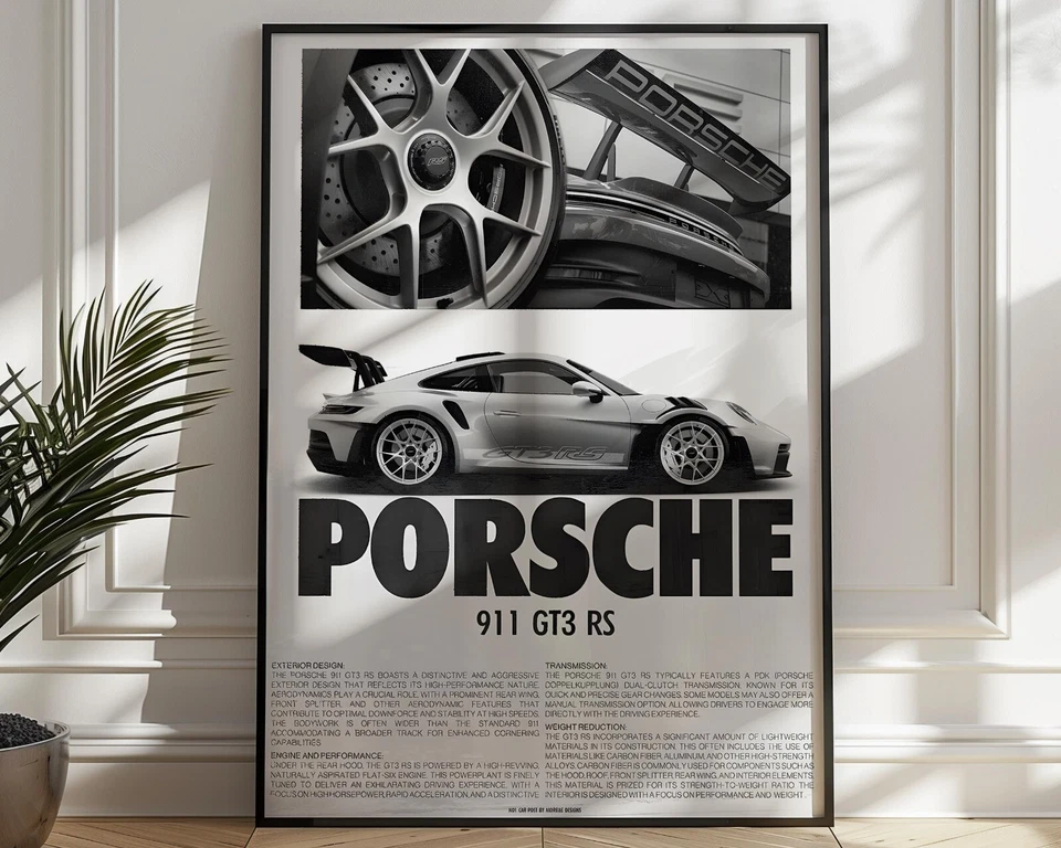 Porsche 911 GT3 RS poster, Wall Art Print, Home Decor Print, Decor Home - Image 1 of 4