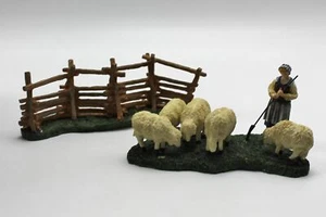Colonial Williamsburg Sheep And Shephard and Split Rail Fence No Lid to Box - Picture 1 of 3