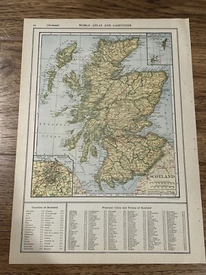Antiguo mapa original de Escocia de 1922 de 15x11 pulgadas Foto 1 de 4