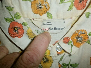 vtg 60s 1970s LADY VAN HEUSEN FLORAL SHIRT Flowers Girls Button Front 10 - Picture 1 of 3