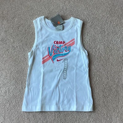 NWT NIKE GIRLS 10-12 SLEEVELESS PULLOVER TOP, CAMP VICTORY, SOFTBALL THEME,COTTN - Image 1 of 3