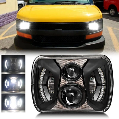 For Chevy Express 1500 2500 3500 Cargo Van DOT 5x7" 7x6" LED Headlight Hi/Lo DRL - Image 1 of 4