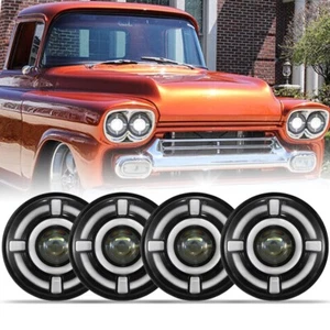 4x 5-3/4" 5.75" LED Headlights DRL Hi/Lo Turn Signal H4 for Chevy Chevelle 64-70 - Picture 1 of 8