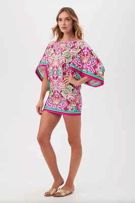 NWT Trina Turk Hawaiian Garden Boatneck Tunic Swim Cover-Up Dress Size XL $152 - Image 1 of 4