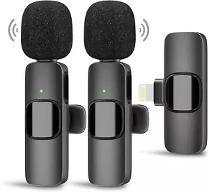 2Pcs Wireless Lavalier Microphone for Iphone/Ipad Dual Cordless Clip-On Mics - Picture 1 of 8