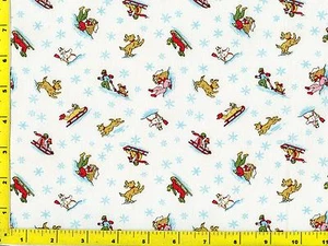 Kleine Kinder & Hunde Winterspiel mit Schneeflocken Meterware CWISNM09385 - Bild 1 von 1