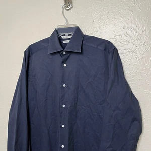 Suitsupply Shirt Mens 39-7 15.5 L Blue Slim Fit Egyptian Cotton Tessitura Monti - Picture 1 of 17