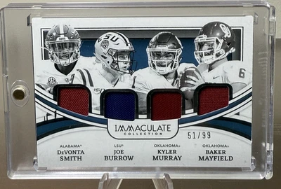 Burrow, Smith, Murray, Mayfield Quad Patch /99 2022 Panini Immaculate Collegiate - Image 1 of 3