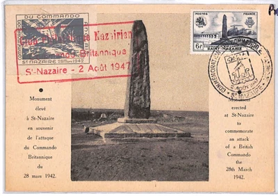 FRANCE Postcard 1947 MAXI CARD St Nazaire 1942 BRITISH COMMANDO MONUMENT PX345 - Image 1 of 4