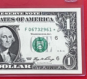 Wow Rare Star note 2006 $1 DOLLAR BILL ( ATLANTA ) Short Print (FW) UNCIRCULATED - Picture 1 of 3