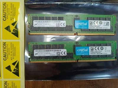 64GB (2x 32GB) Crucial 2Rx4 PC4-2400T DDR4 ECC Reg Server RAM Micron-Made Tested - Image 1 of 4