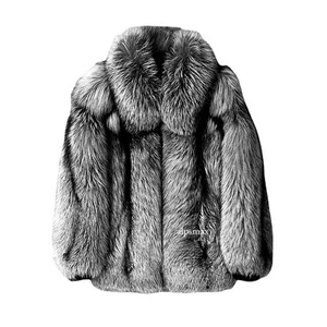 Mens Winter Fox Fur Coat Jacket Casual Warm Long Sleeve Faux Fur Coat Occident - Picture 1 of 7