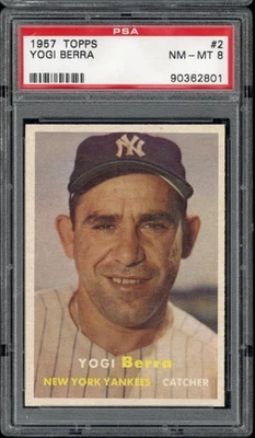 1957 Topps #2 Yogi Berra - PSA NM-MT 8 - New York Yankees - VSCARDS - Image 1 of 2