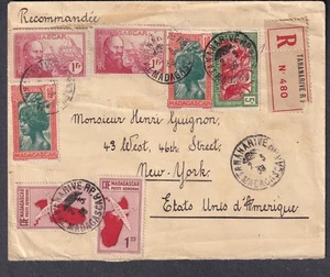 Frankreich Madagaskar 1939 Einschreiben Tananarive an Henri Guignon New York - Bild 1 von 2