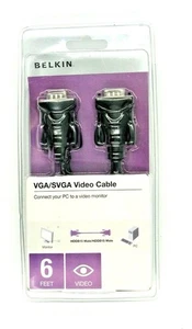 Neu Belkin VGA/SVGA Videokabel 6 Fuß HDDB15 Stecker/Stecker PC mit Videomonitor verbinden - Bild 1 von 2