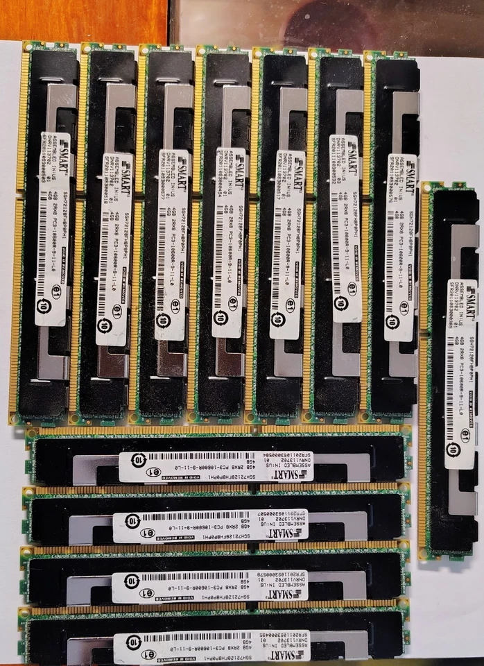 SGH72128FH8P0PH1 SMART 4GB 2RX8 PC3L-10600R DDR3 1333MHZ ECC MEMORY lot of 12 - Image 1 of 1