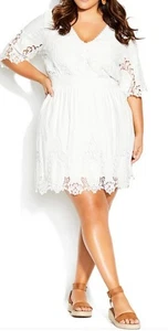 City Chic Lust Crochet Dress UK 16, Ivory BNWT - Picture 1 of 6