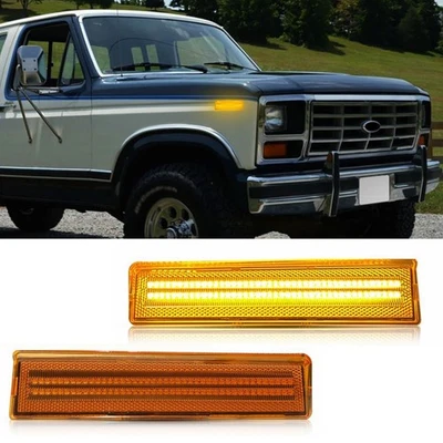 Front Fenders LED Side Marker Light Amber For 1980-86 Ford BRONCO F150 F250 F350 - Image 1 of 4