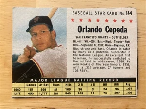 1961 Post Baseball #144 Orlando Cepeda, San Francisco Giants - Picture 1 of 2