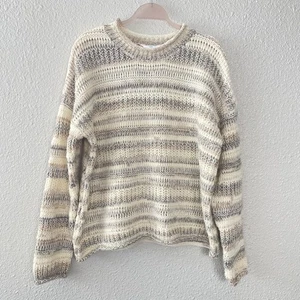 Time & True Sweater Striped Knit Plus Size 2XL Boho Neutral Coastal Beach - Picture 1 of 11