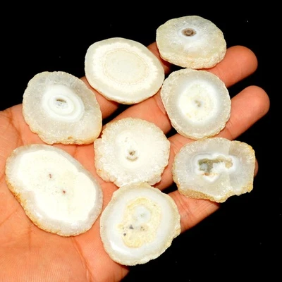 8 Pcs 519 Cts Natural Solar Quartz Druzy Loose Gemstone Lot 41x28 31x29mm #3534 - Image 1 of 4