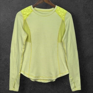 Lululemon Run Ice Queen Long Sleeve Athletic Shirt Size 6 Striped Quilted - Picture 1 of 10