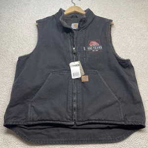Carhartt Vest Sherpa Lined Mens Size L Regular Black Mock Neck Duck V33-001 - Picture 1 of 9