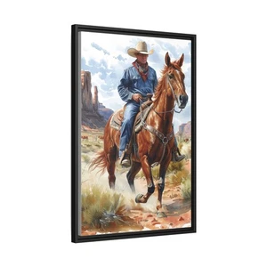 Arizona Old West Cowboy & Horse Canvas Framed 3D Art Print, Western Decor - Bild 1 von 37