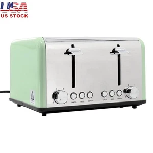 4-Slice Toaster 1650W Stainless Steel Dual Control Removable Crumb Tray New - Picture 1 of 6