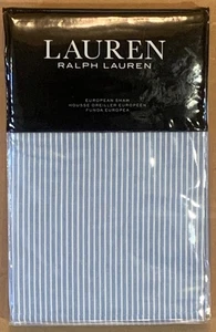 Lauren Ralph Lauren Cosima blau gestreift Garn gefärbt Baumwolle europäischer Schein NEU! 135 $ - Bild 1 von 4