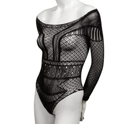 Scandal Plus Size Off the Shoulder Body Suit - Plus Size - Black — 第 1/4 张图片