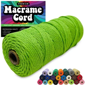 Cavo macramè verde chiaro 3 mm 325 piedi, 100 cotone, spessore, corda artigianale, filato - Foto 1 di 9