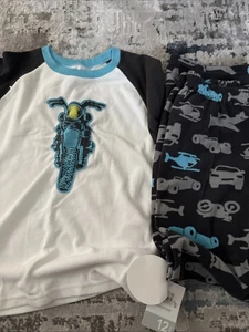 Carter's Kid Boys 2 Piece Pj Fleece Set Size 12 Car Helicopter Bike Picture - Picture 1 of 11