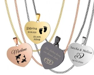 ID Herz Anhänger + Gravur nach Wunsch + Kette Dog Tag Edelstahl in 4 Farben NEU♥ - Bild 1 von 13
