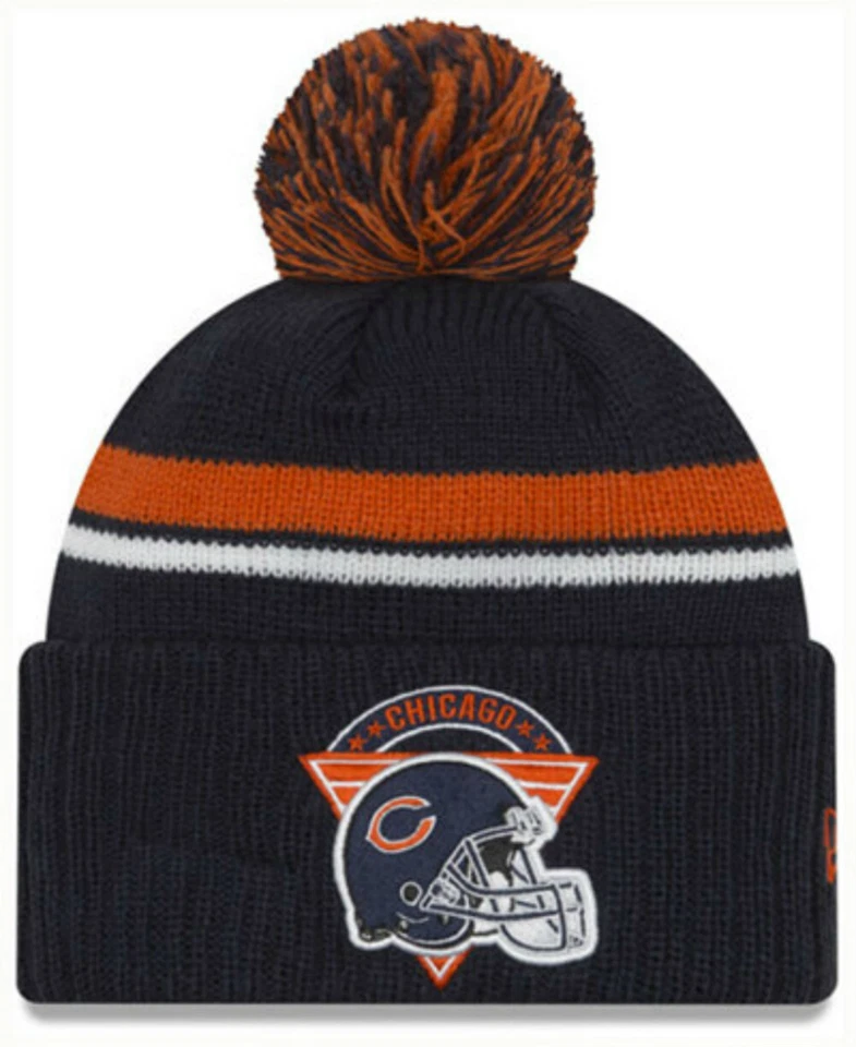 Gorra New Era Chicago Bears Team Stacker tejida gorro con pompón - azul marino Foto 1 de 1