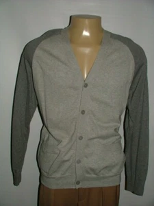 NEW WT FIVE FOUR  CARDIGAN SWEATER SIZE L 100% COTTON GRAY SOLID #140 - Picture 1 of 5