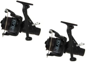 2 x Lineaeffe All Black Carp Fishing Bait Feeder Runner Reels Freespool & Line - Picture 1 of 2