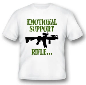 Emotional support rifle 2 short ar15 2nd amendment black or white tee - Picture 1 of 2