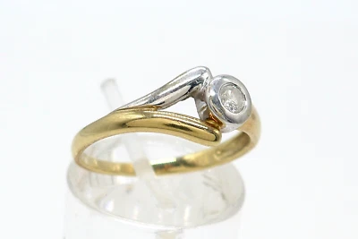 Größe 56 Ring 585 GOLD 14 Karat Bicolor Diamant diamond Goldring oro G1081/25 - Bild 1 von 4