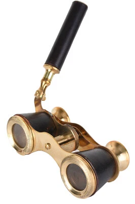 Opernglas Lorgnette Messing Leder Holzbox Fernglas Antik Theaterglas Vintage - Bild 1 von 4