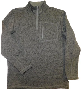 Magellan Men Outdoor Sweater Heather Gray Black SIZE SMALL Fleece Lined 1/4 Zip - Picture 1 of 5