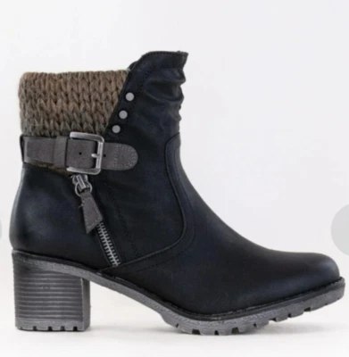 Spring Step Women's Black Rene Bootie Vegan Chunky Heel Ankle Boot Sz 9 - Image 1 of 4