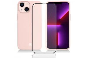 Ibroz Coque Liquide Silicone rose + Verre Trempé 9H pour iPhone 13 - Photo 1/4